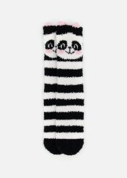 Panda Stripe Fluffy Socks