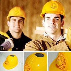 Construction Worker Helmet.solar Powered Safety Helmet Hard Ventilate Hat Cap With Cooling Cool Fan Yellow
