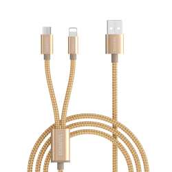 Romoss 2IN1 USB To Lightning & Micro USB Cable 1.5M - Gold
