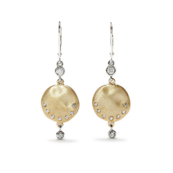 9KT Solid Gold Drop Earrings With Metal Set Crystals - Solid 9KT Yellow Gold