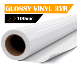 3 Year White Printable Vinyl Gloss 100MIC 1 37 X 50M Roll Self-adhesive