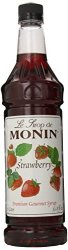 Monin Flavored Syrup Strawberry 33.8-OUNCE Plastic Bottles Pack Of 4