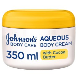Johnsons Aqueous Body Cream Body Care 24 Hour Moisture Cocoa Butter And Vit E 350ML