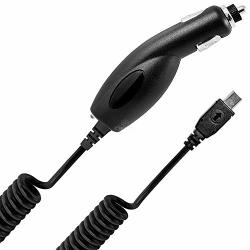 Rapid Micro USB Car Power Charger For Cat S60 Cell Phones By Nem - 3 Feet Coiled Cord Black