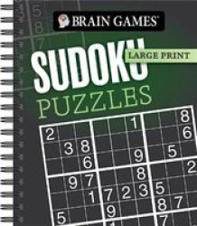 Brain Games - Large Print: Sudoku Puzzles Dark Gray Spiral Bound