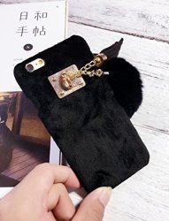 Losin Plush Case Compatible With Apple Iphone 7 Plus Iphone 8 Plus 5.5 Inch Luxury Fashion Bling Metal Buckle Ring Fluffy Fuzzy Furry