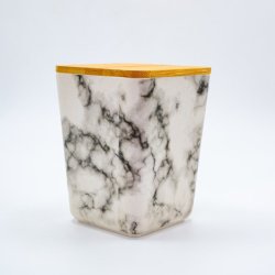 Square Storage Canister With A Bamboo Lid - Marble
