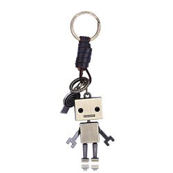 Brass Retro Robot Leather Moven Fabric Keychain Rings Perfect Gifts Souvenirs