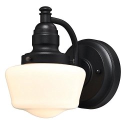 Westinghouse 6314300 Eddystone One-light Outdoor Wall Fixture With White Opal Glass Textured Black