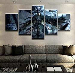 Hsart Wall Canvas Art Poster Home Decor 5 Pieces Bloodborne Crow Dagger Warrior Modern HD Printed Pictures Painting B 25X40X2+25X60X1+25X50X2