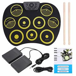 Electric Drum Pad Portable Foldable Electronic Drum Rolling Up Silicone Electronic Drum Pad Kit With Pedals Sticks USB Cable Great Holiday Birthday Gift For Kids