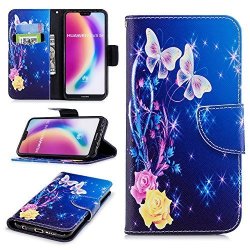 Huawei P20 Lite Case Valenth Wallet Stand Feature Id Card Slots Flip Cover For Huawei P20 Lite - Yellow Flower