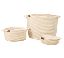 Set Of 3 Cotton Thread Rope Handmade Storage Basket Home Storage Organizer