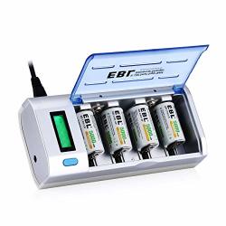 Ebl 906 Smart Charger For Aa Aaa C D 9V Rechargeable Batteries With 4 Pieces 5000MAH C Rechargeable Batteries Renewed