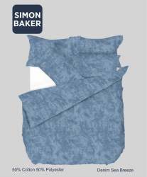 Simon Baker Printed Poly cotton Duvet Cover Set - Sea Breeze Denim Various Sizes - Blue King 230CM X 220CM +2PILLOWCASE 45CM X 70CM
