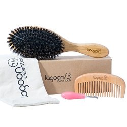 Best Boar Bristle Brush Set For Her And For Him. Perfect For Delicate Thin Fine Damaged And Normal Hair - Bamboo Hair Brush +