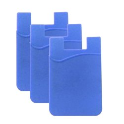 Credit Card Ultra-slim Self Adhesive Holder For Cellphones - 3 Pack Light Blue