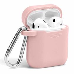 Gmyle Airpod Case Silicone Protective Cover Skins With Keychain For Airpods Earbuds Wireless Charging Case Accessories Compatible With Apple Airpods 1 & 2 Rose Quartz