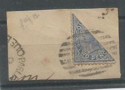 Australia Queensland 1887 92 2D Blue Perf 12 Bisected On Piece