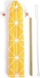 Larry& 39 S Life Bamboo Straws With Brush - Yellow Bag