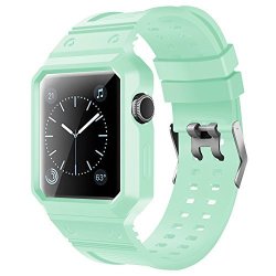 Apple Watch Band And Case Saienitisi Silicon Rugged Protective Case With Strap Bands For Apple WATCH1ST 2ND Generation 42MM Green