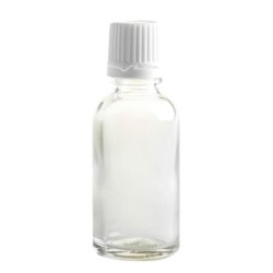 30ML Clear Glass Bottle With Slow Flow Dropper Cap - White