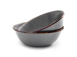 Enamel Bowls Set Of 2 Slate Grey