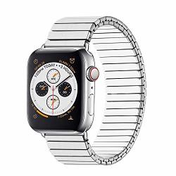 Youkex Compatible With Apple Watch Band 42MM 44MM Stainless Steel Stretch Watch Straps Replacement For Apple Watch Series 1 2 3 4 5 Silver Metal No Tool Needed