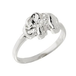 Good Luck Charms Fine 925 Sterling Silver Cz-studded Lucky Elephant Ring Size 7