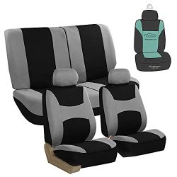 Truck SUV Fit Most Car or Van FH Group FH-FB063115 Full Set Sports Fabric Car Seat Covers Solid Black Airbag Compatible and Split Bench