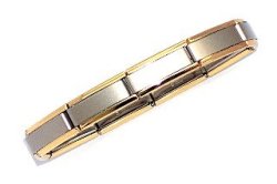Italian Charms - 9mm Super Link Starter Bracelet - 10 Links - Matte Silver With Gold Edging