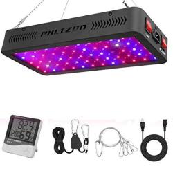 Phlizon 600W LED Plant Grow Light With Thermometer Humidity Monitor With Adjustable Rope Full Spectrum Double Switch Plant Light For Indoor Plants Veg