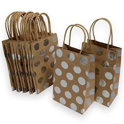 Kraft Gift Bags Foil Hot-stamp Polka-dot Design 15 Small Bags 5 1 4 X 8 1 2 X 3 1 4 Silver