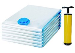Foucome 6 Pack Vacuum Storage Bags - Airtight Transparent Vacuum Seal Storage Bags For Travel Blankets Coats Clothes With Free Pump 24 X 16 Inch