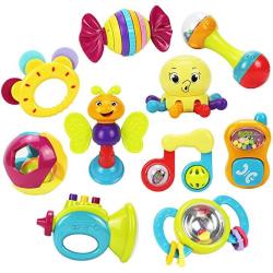 Iplay Ilearn 10PCS Baby Rattles Teether Shaker Grab And Spin Rattle Musical Toy Set Early Educational Toys For 0 3 6 9 12 Month Baby Infant Boys Girls