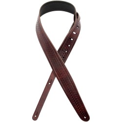 D"addario Planet Waves 2.5" Leather Guitar Strap Embossed Weave By D"addario