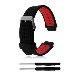 AUTRUN Soft Silicone Replacement Watch Band For Garmin Forerunner 235 220 230 620 630 735 Smart Watch 02 Black & Red