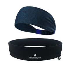 Running Belt & Headband Teal Blue Large