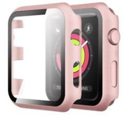 Hard Case Glass Screen Protector For Apple Iwatch Series 7 - 41MM - Rose Gold