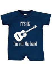 It's Ok I'm With The Band 100% Cotton Infant Baby Jersey Tee T-romper Navy 6 Months