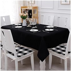Red-a Pure Color Concise Style Cotton Linen Tablecloth Square Rectangle Dinner Table Meeting The Tablecloth Holiday Or Outdoor Picnic Table Cloth 55X102 Inch Black