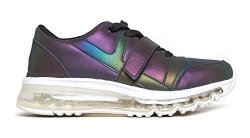 Yru Aiire Reflective Sneakers - Low Cross Closed Round Toe Lace Up Rave Trainers
