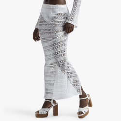 Women&apos S White Co-ord Crochet Skirt
