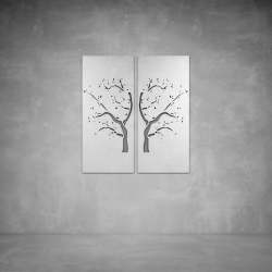 Mirror Tree Wall Art - 1400 X 1400 X 20 Matt Black Outdoor With Leds