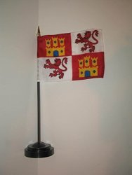 Spanish Spain Lions Lion And Castles Castile Castil Flag 4X6 Desk Stick Base B Vivid Color And Uv Fade Resistant Canvas Header And Polyester Material