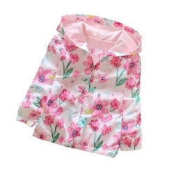 Female Baby Flowers Hoodie Long Sleeve Windbreaker Baby Clothes - Pink 3T