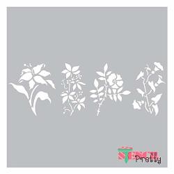 Stencil - Flowers Stencil - Daffodil Daisy Lily Primrose Diy Crafting-s 25" X 8.5" | Museum Grade Ultra Thick Clear Color Material