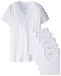 Hanes Men's 6-pack Freshiq V-neck T-shirt White Medium
