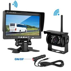 LeeKooLuu Wireless Backup Camera And 7 Monitor Kit For RV 5TH Wheel truck motorhome trailers campers Built-in Wireless Rear View Camera Monitor System Guide Line Optional IP69 Waterproof Night