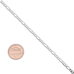 Xp Jewelry Sterling Silver Figaro Chain Necklace Diamond-cut Italian Made - 2.0MM - 24 Inch
